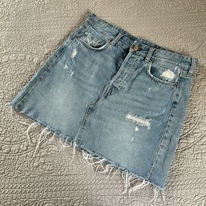 H&M Distressed Denim Mini Skirt